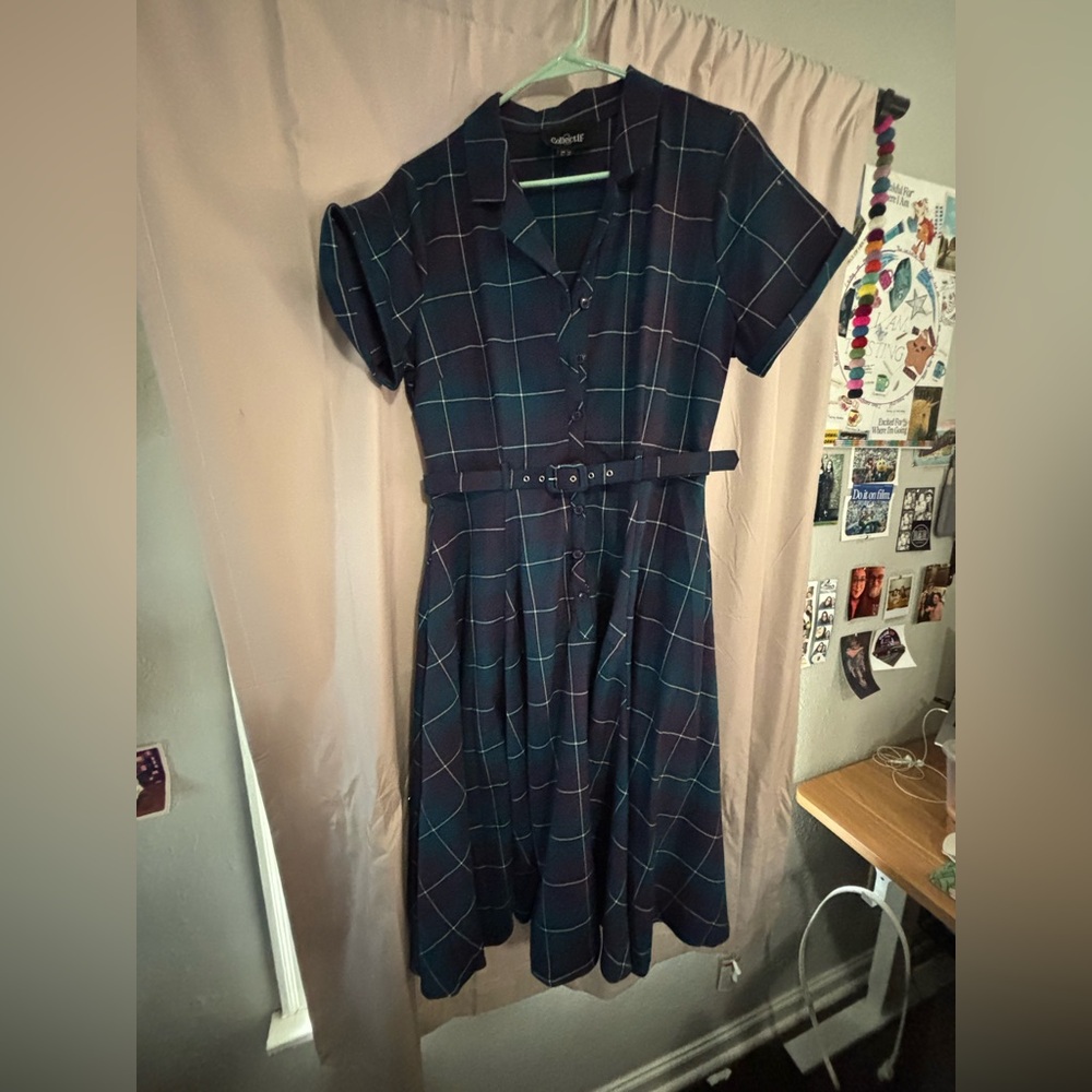 Collectif London- Vintage Blue/Purple Plaid Dress